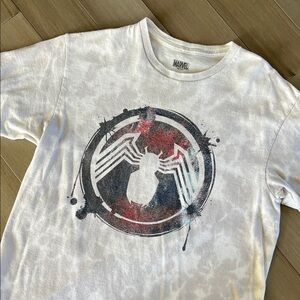 Grey Tie Dye Spider-Man Emblem Graphic Tee
